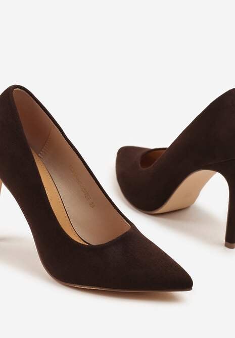 Brązowe Szpilki Vices ze Skórzaną Wkładką w Klasycznym Stylu Vennael