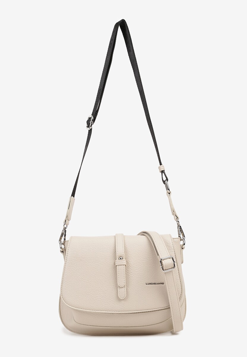 Jasnobeżowa Torebka o Fasonie Listonoszki z Klapką i Długim Paskiem Sonaliria