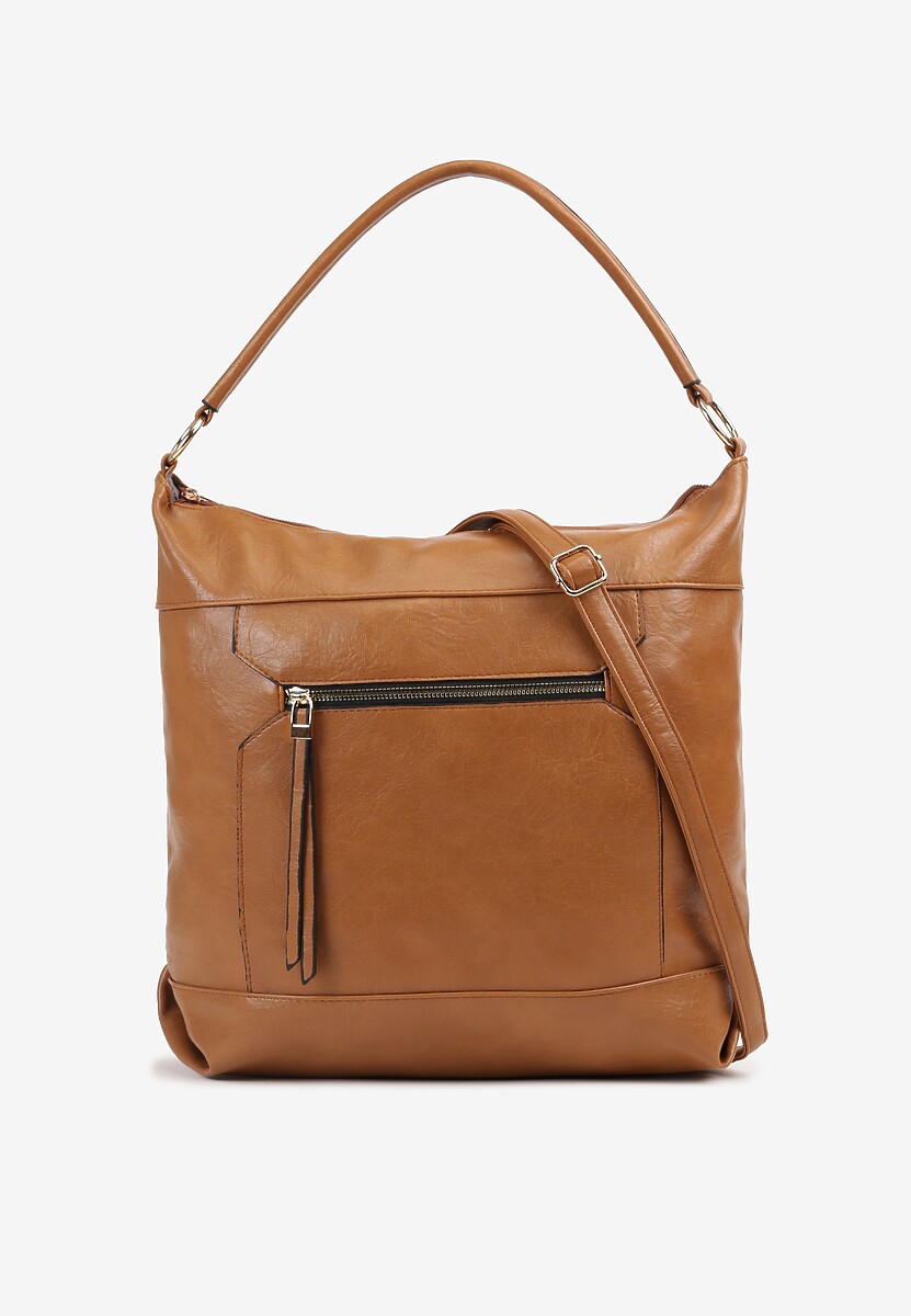 Beżowa Torebka Klasyczna Torebka z Ozdobnym Suwakiem i Paskiem Nerelith