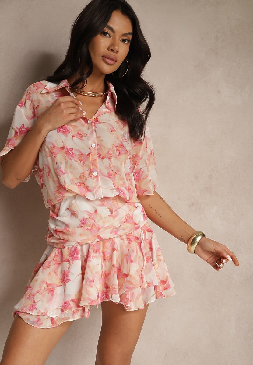 Biała Sukienka z Falbankami Rindalia