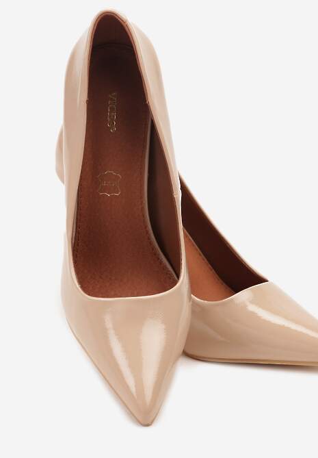 Beżowe Szpilki Vices na Klepsydrze z Wkładką ze Skóry Naturalnej Zitene