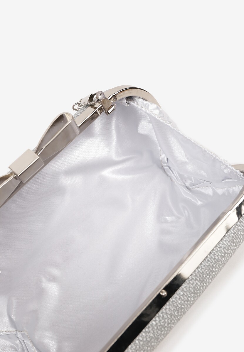 Srebrna Torebka Kopertówka z Dodatkowym Łańcuszkiem i Metalicznym Zapięciem Grireia