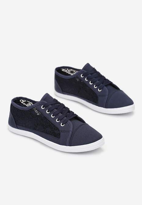 Granatowe Tenisówki z Ażurowymi Wstawkami Po Bokach Salessa
