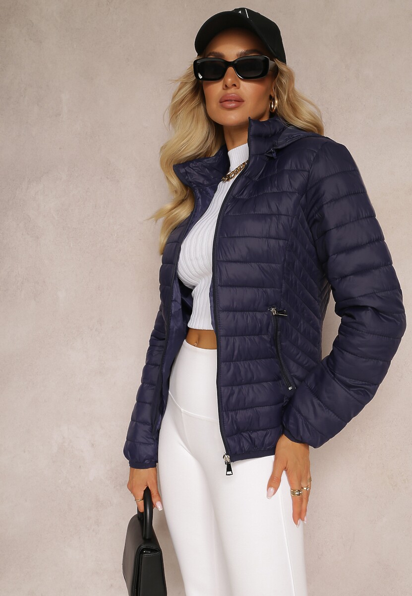 Czerwona Pikowana Kurtka z Odpinanym Kapturem Sissata