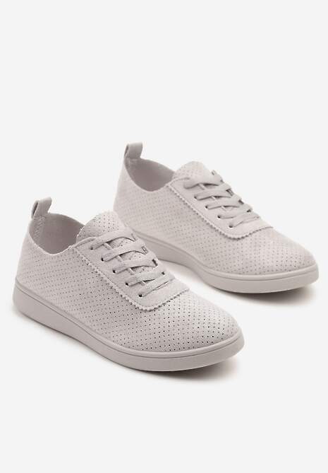 Szare Tenisówki z Perforowaną Cholewką Ellivene