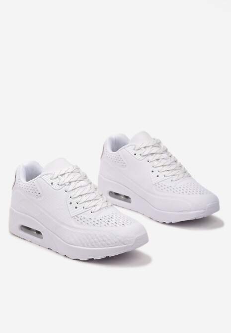 Białe Sznurowane Sneakersy na Air Podeszwie Azorilda