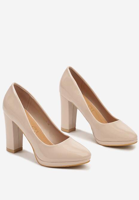 Beżowe Czółenka Vices na Obcasie z Wkładką ze Skóry Naturalnej Ravandira