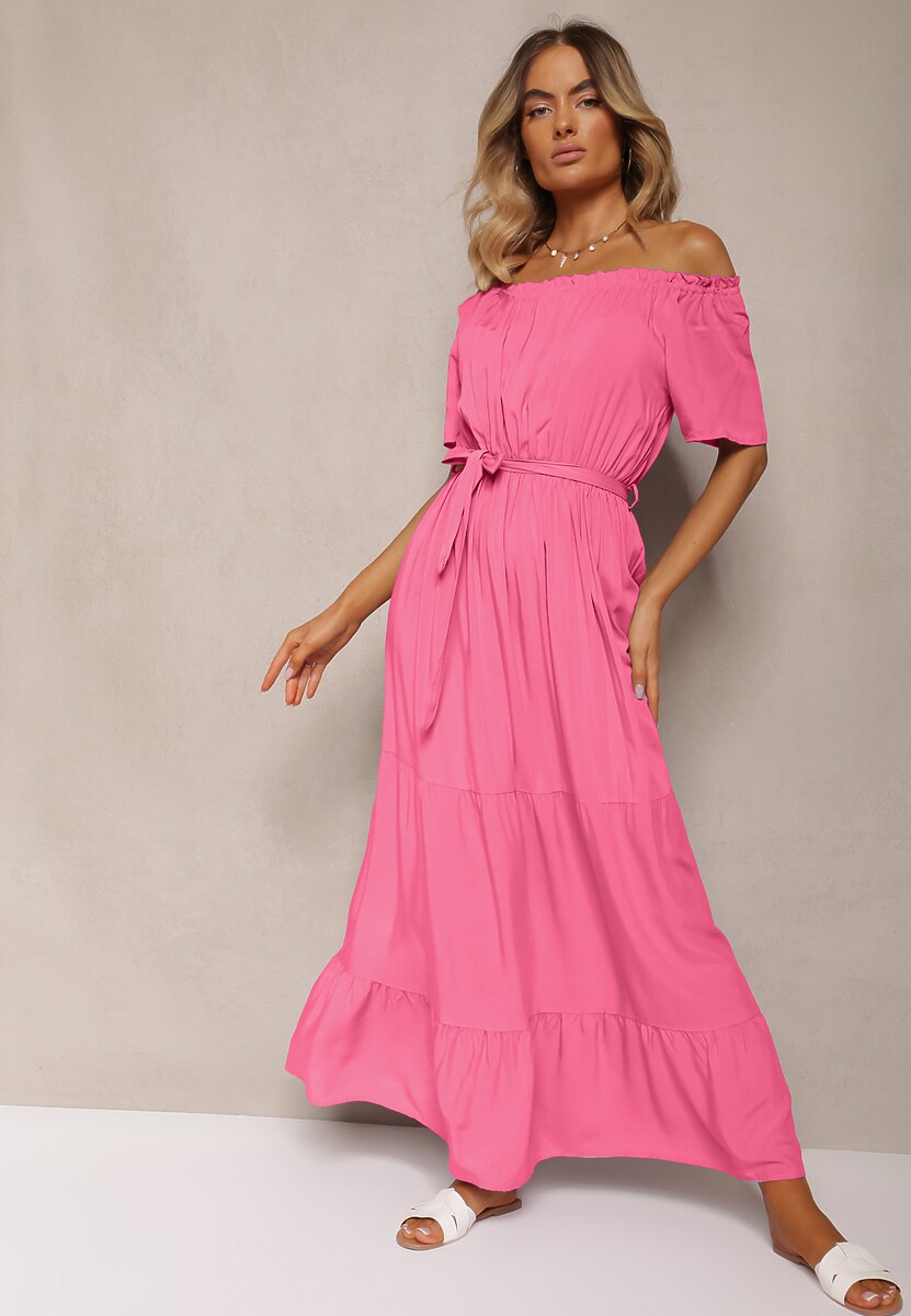 Ciemnoróżowa Sukienka z Wiskozy Phoebiolea