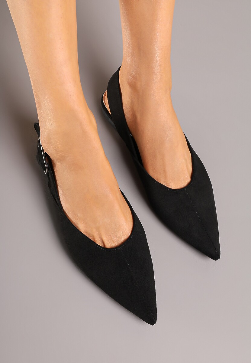 Czarne Sandały Vices Typu Slingback z Wkładką ze Skóry Naturalnej Rallora