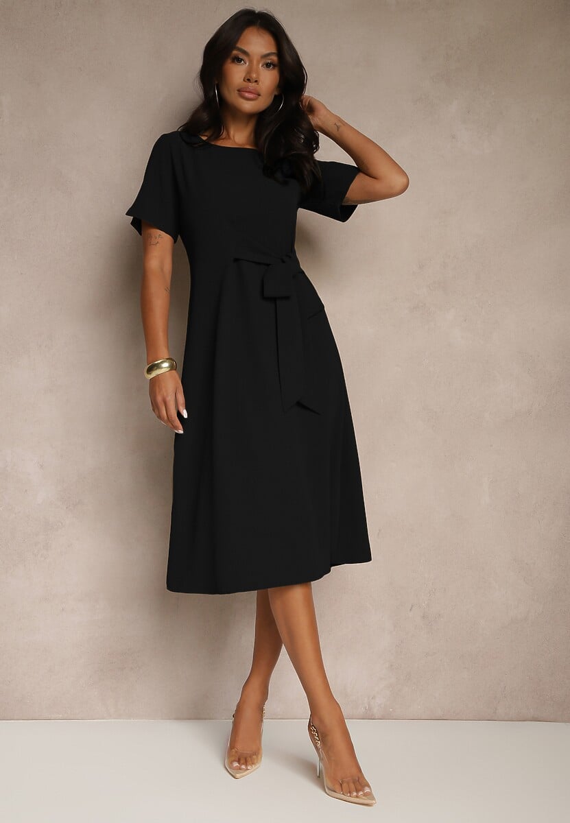 Zielona Rozkloszowana Sukienka Vices Zdobiona Wiązaniem Folarenne