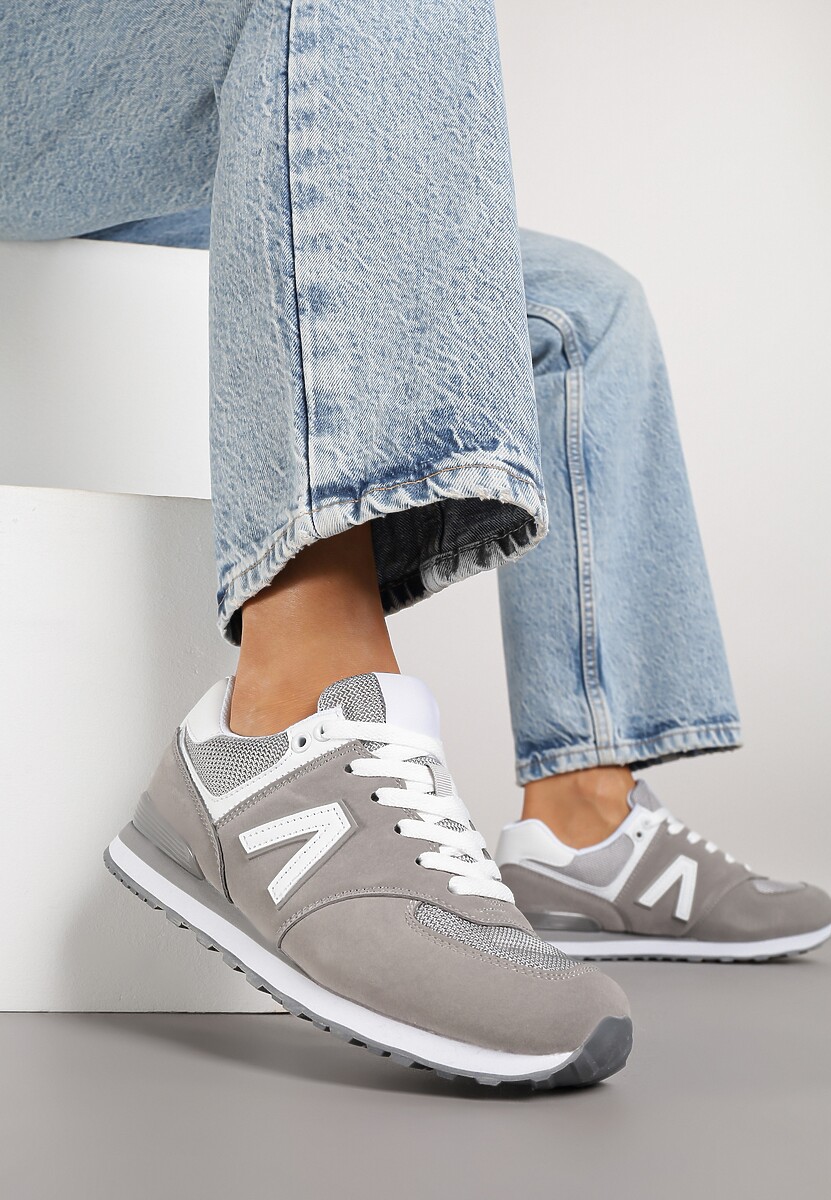 Szare Sneakersy Ozdobione Geometrycznym Motywem Rilenessa