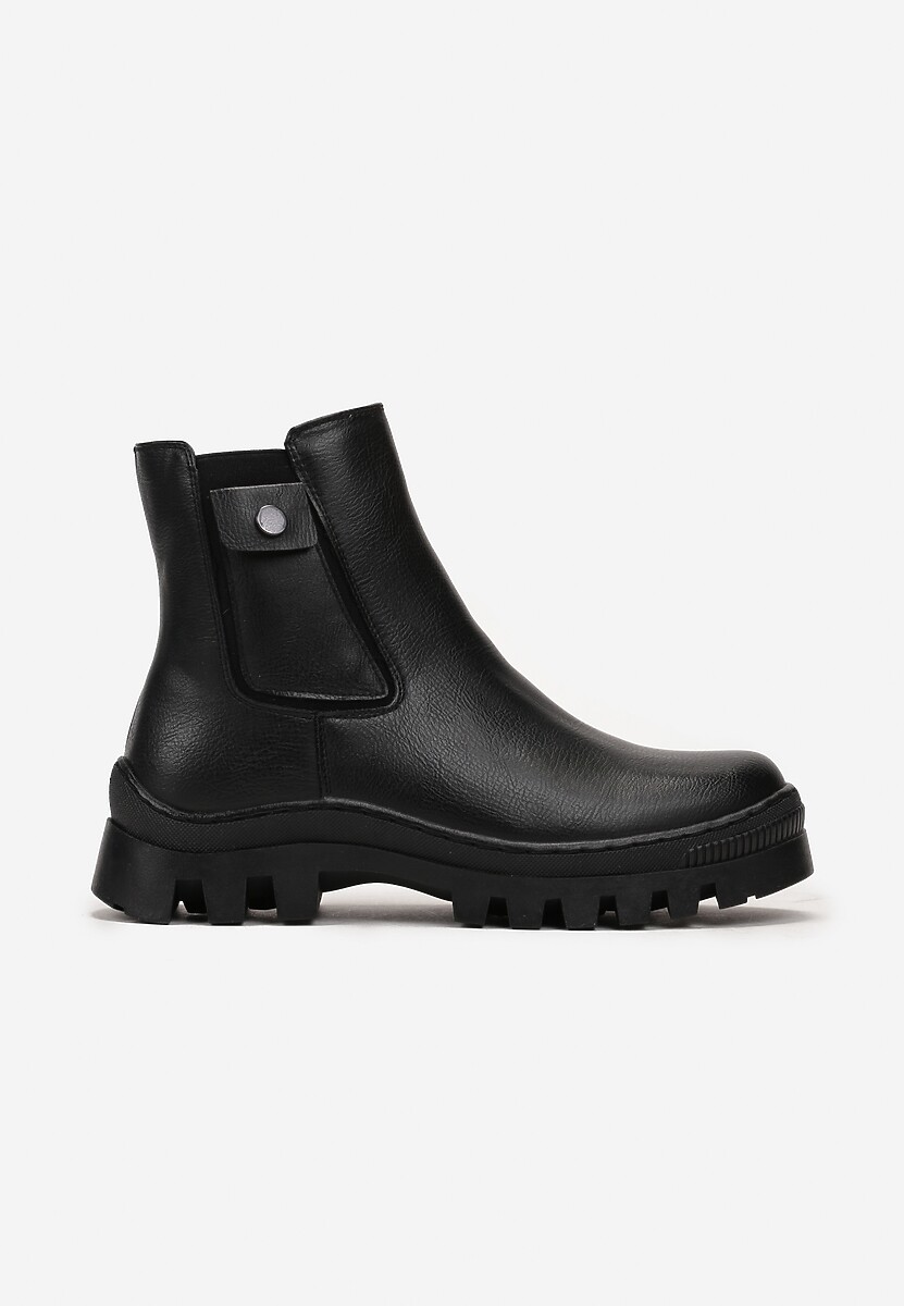 Czarne Botki Sztyblety Chunky na Platformie Shaaf