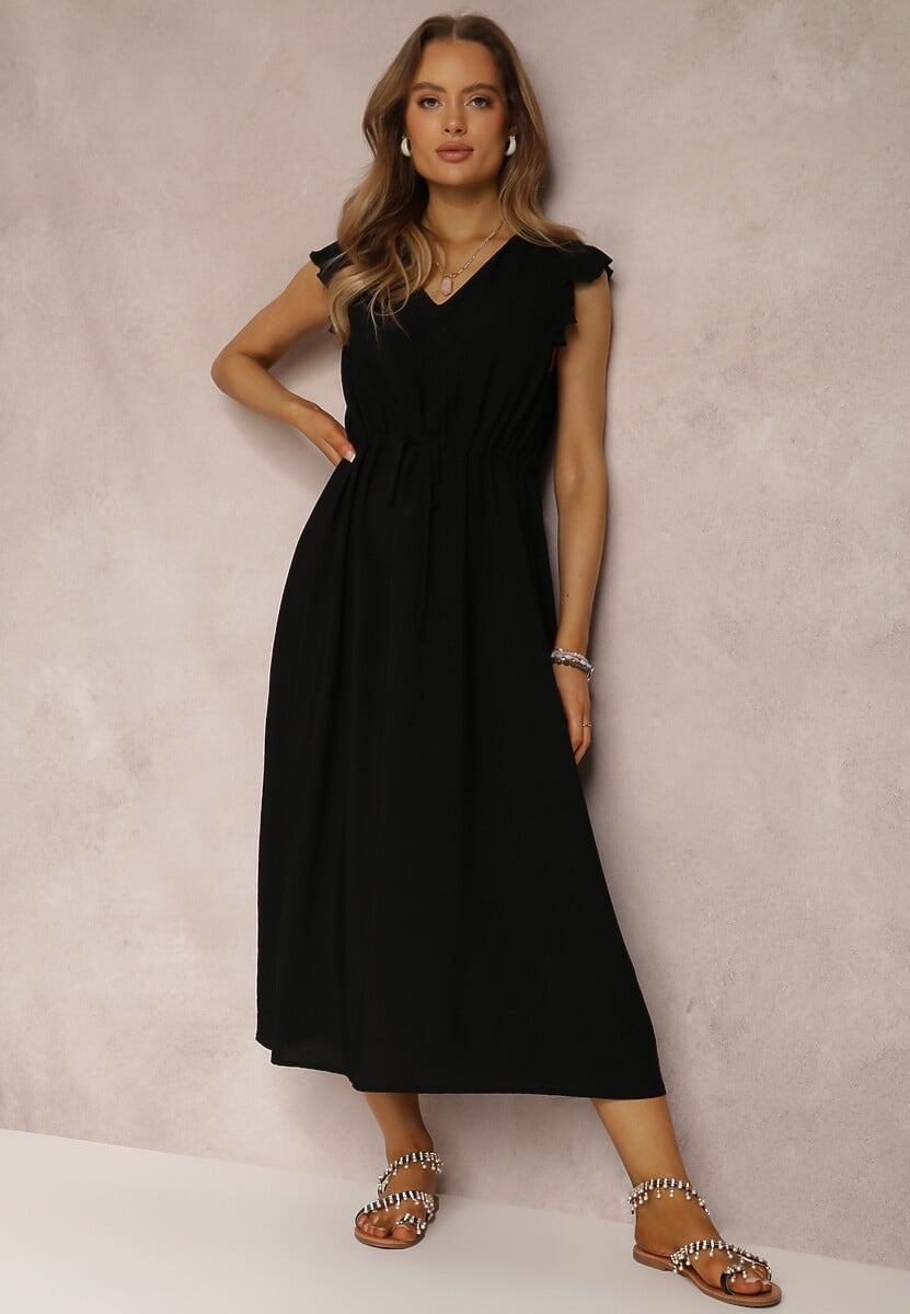 Czarna Sukienka z Wiskozy Apostelis