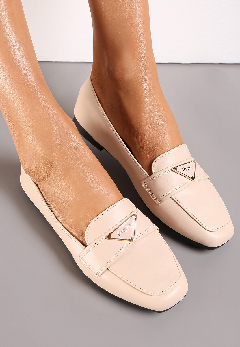 Czarne Mokasyny Loafersy z Klamerką i Płaską Podeszwą Kelse