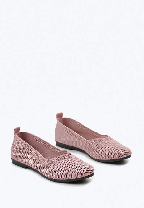 Różowe Płaskie Balerinki Plecione z Ozdobnymi Wycięciami Daniya
