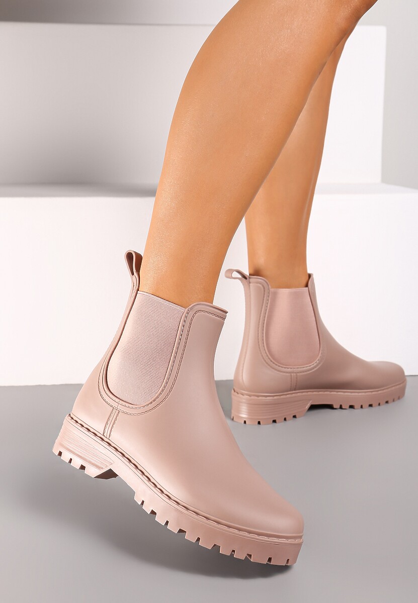 Różowe Kalosze Sztyblety na Płaskiej Podeszwie Irinndria