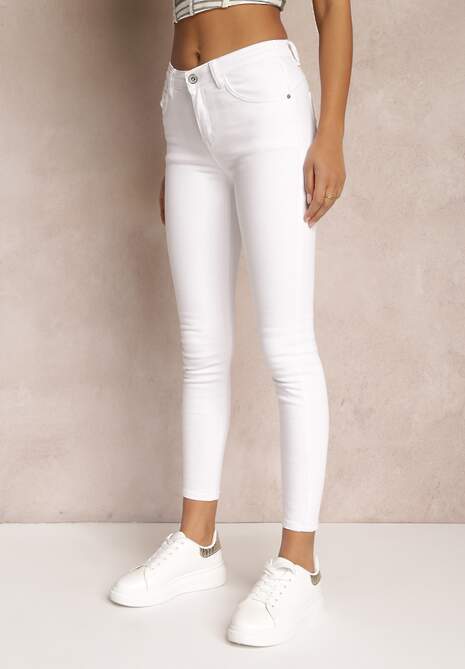 Białe Jeansy Skinny z Efektem Push Up Karinali