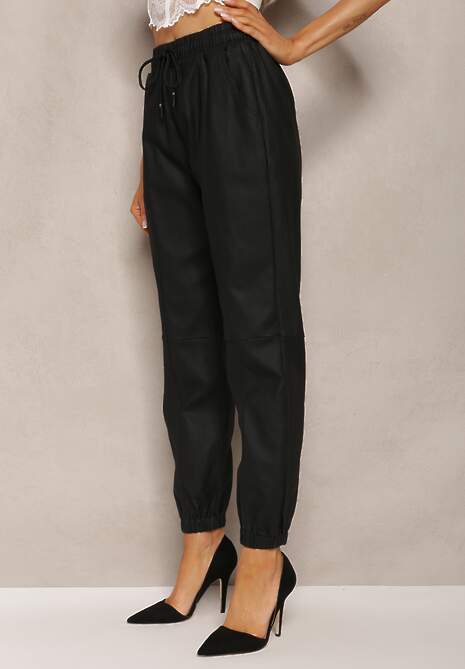 Czarne Dresowe Spodnie Joggery z Gumką w Pasie Arnetta