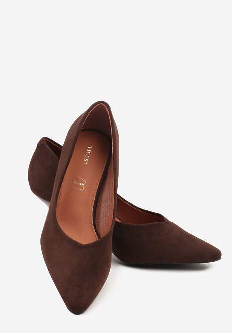 Brązowe Czółenka Vices na Obcasie Typu Klepsydra ze Skórzaną Wkładką Dedvire