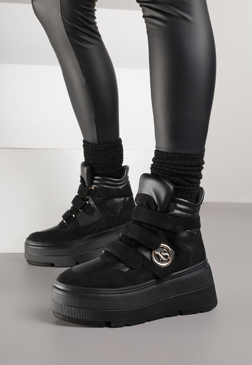 Czarne Botki Sneakersy Vices na Platformie w Stylu Y2K Gelira