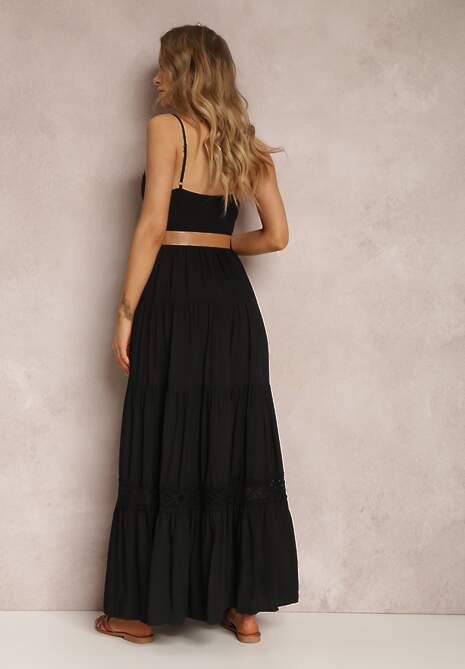 Czarna Sukienka z Paskiem Asoonice