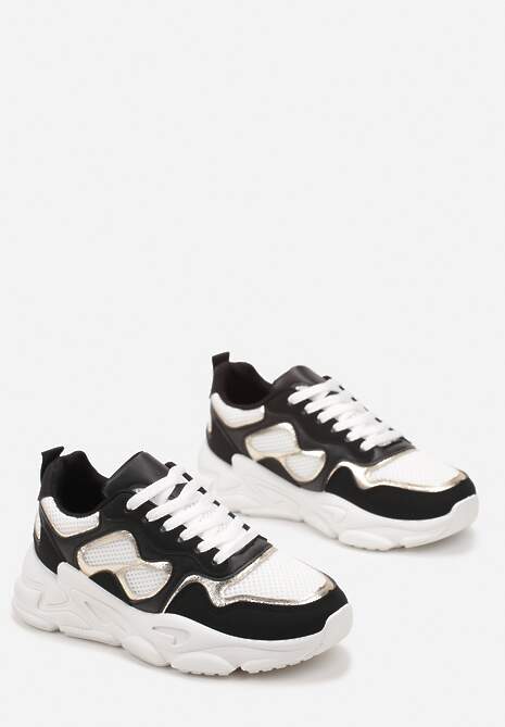 Czarne Sneakersy przed Kostkę na Grubej Podeszwie Lefia