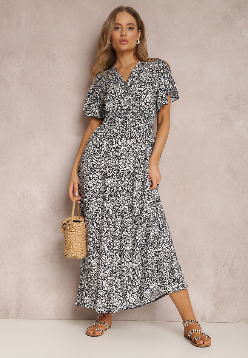 Czarna Sukienka z Wiskozy Mellone