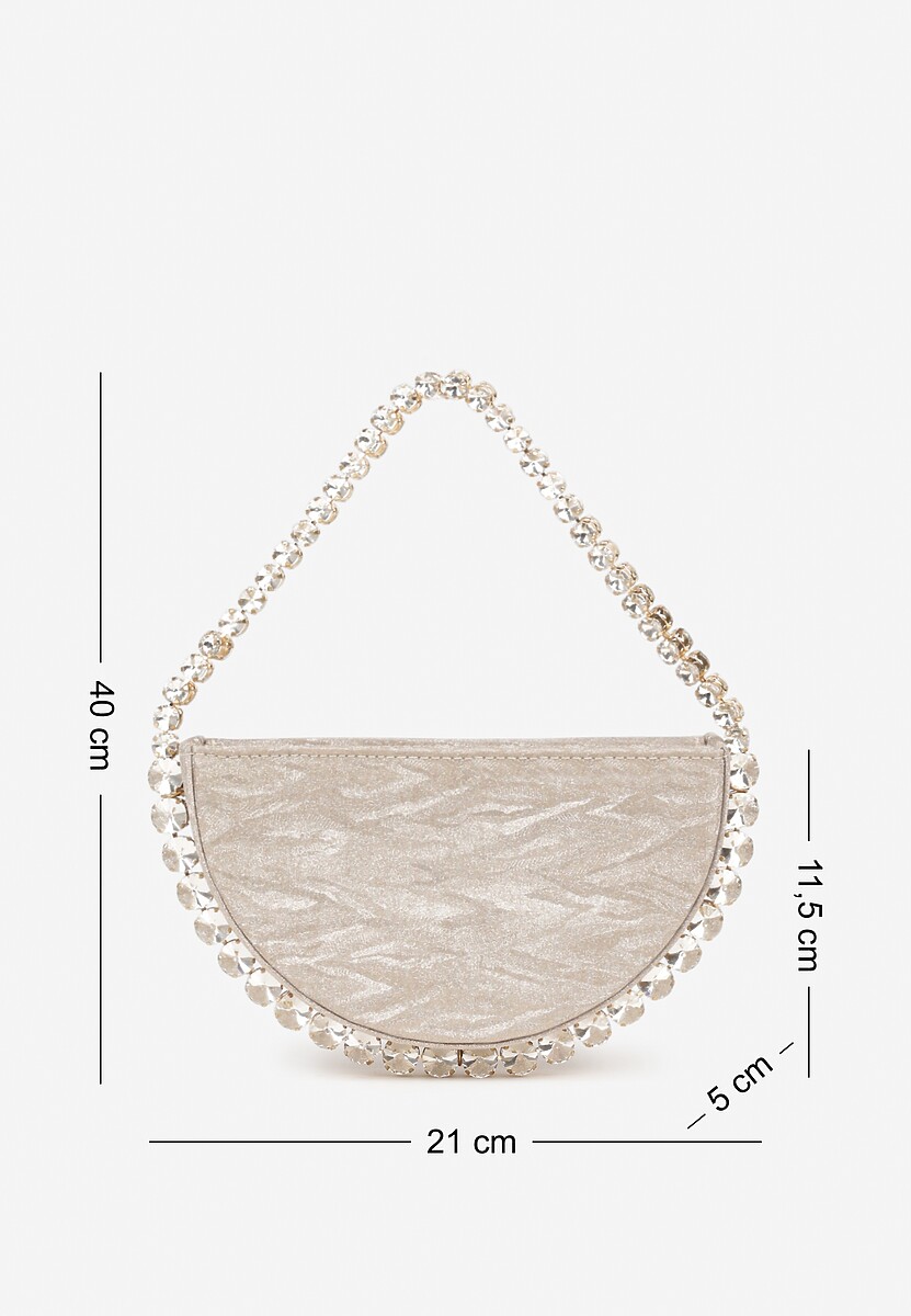 Szampańska Wizytowa Torebka z Biżuteryjną Rączką i Cyrkoniami Daricarre