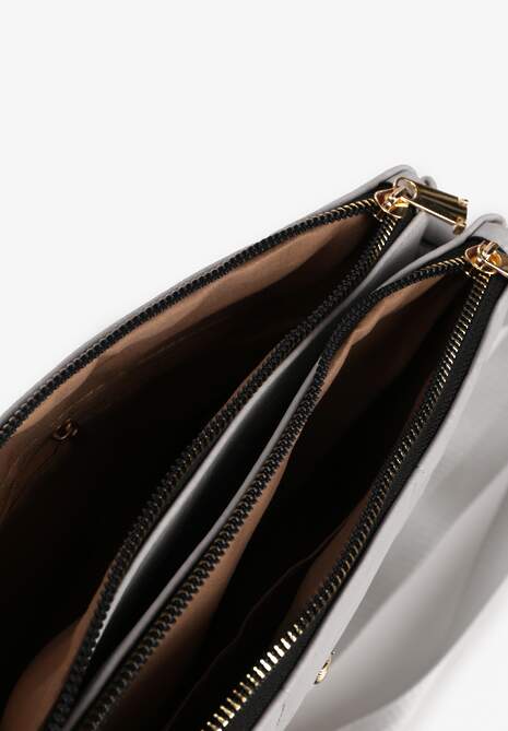 Szara Torebka z Metaliczną Pszczołą z Paskiem Tasebella