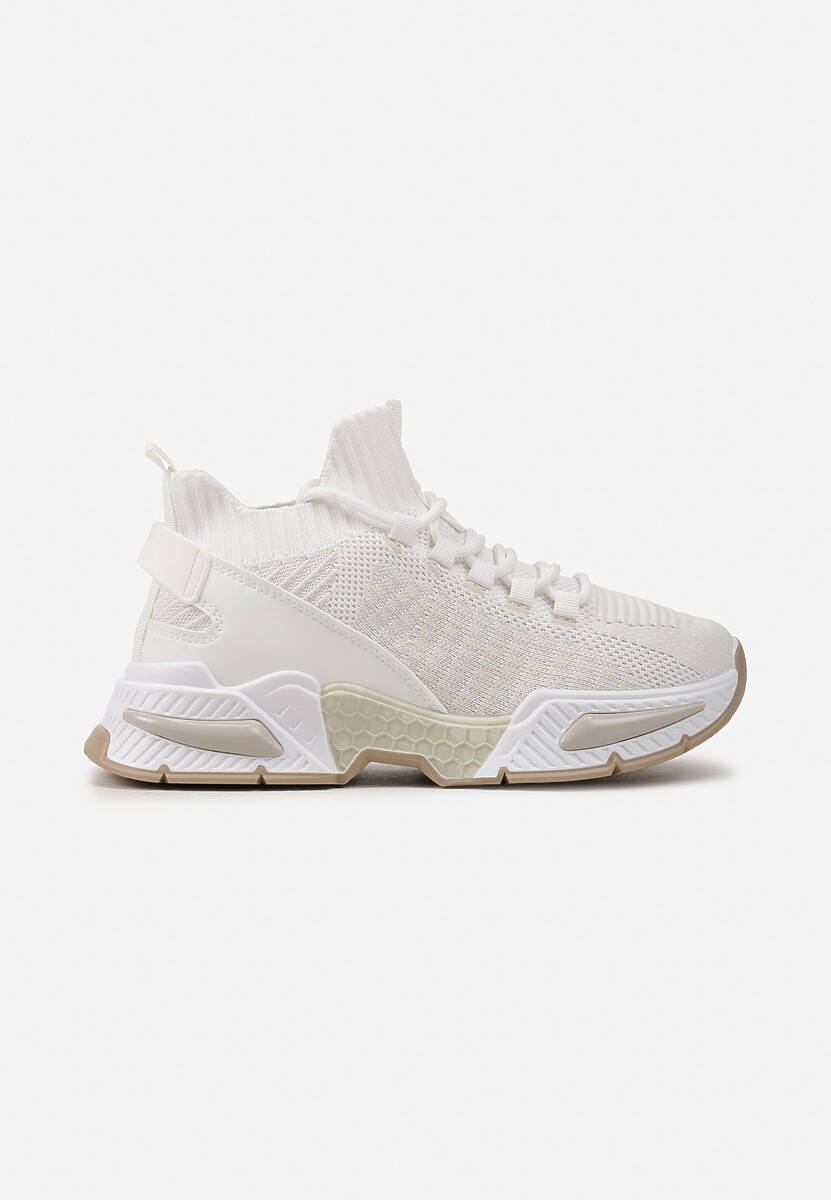 Białe Sneakersy Sportowe na Grubej Podeszwie ze Skarpetkową Cholewką Xille