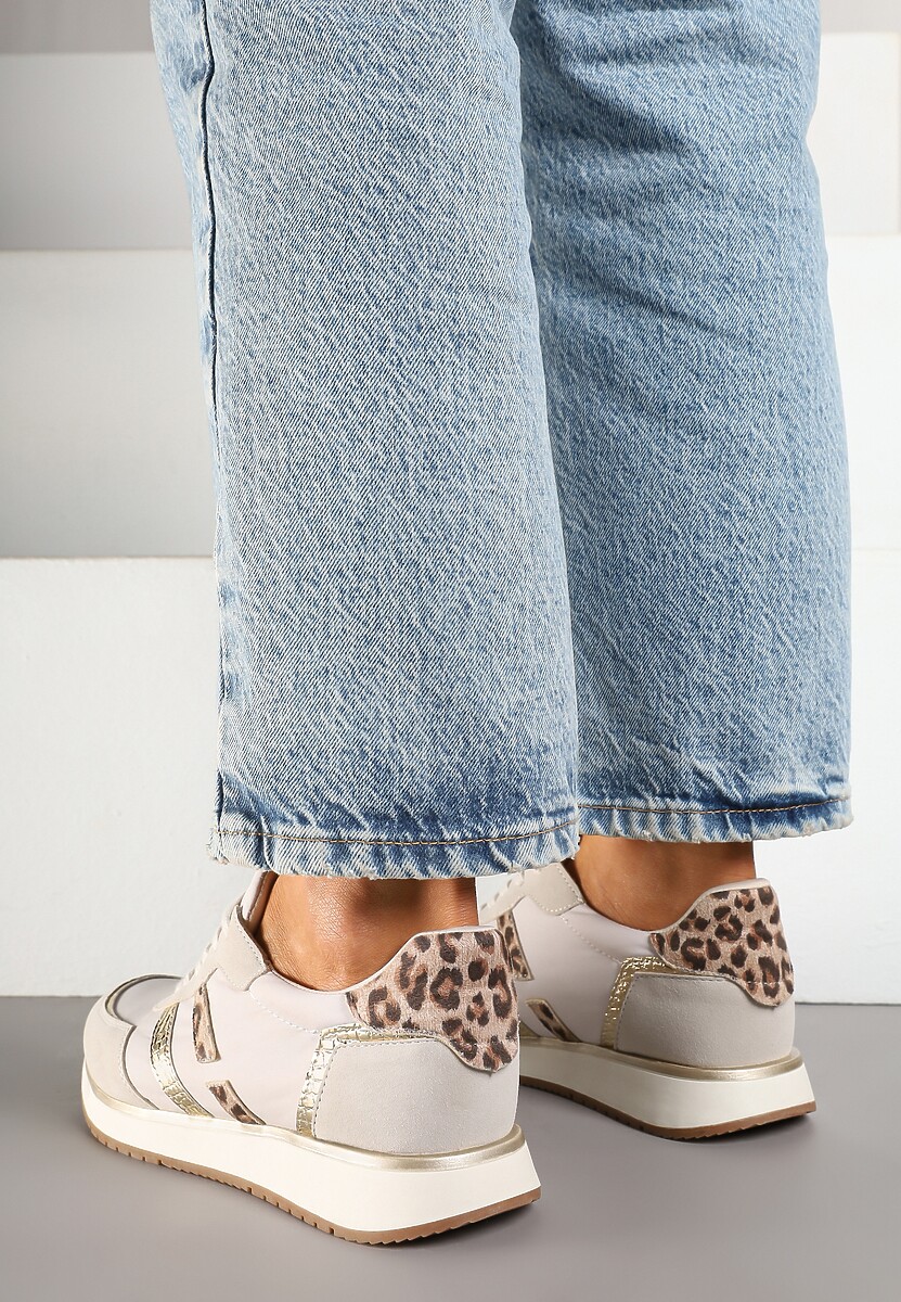 Jasnoszare Sneakersy z Metalicznym Wzorem Alusa