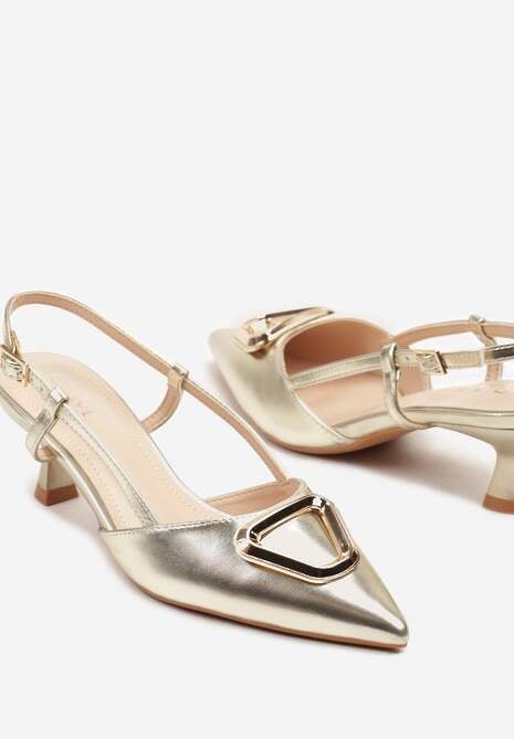 Złote Sandały na Kaczuszce z Metalicznym Trójkątem Nonisaen