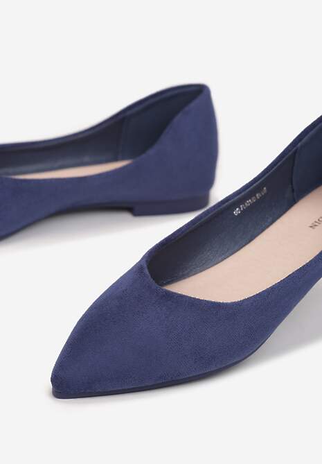 Granatowe Wsuwane Balerinki na Płaskiej Podeszwie Brooklyne