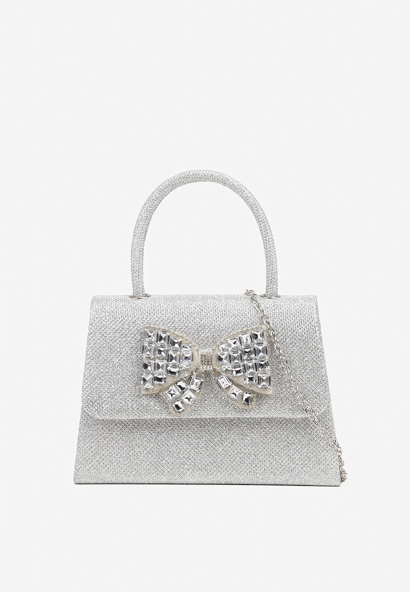 Czarna Torebka Kopertówka z Cyrkoniową Kokardą Desslia