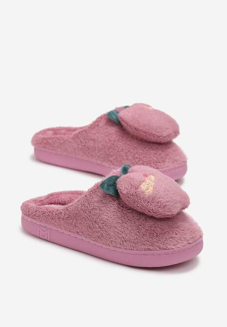 Fioletowe Kapcie Ozdobione Naszywką Jabłuszkiem Anzerames