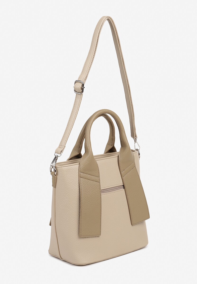 Beżowa Torebka z Ozdobnymi Uchwytami i Regulowanym Paskiem Meraneth
