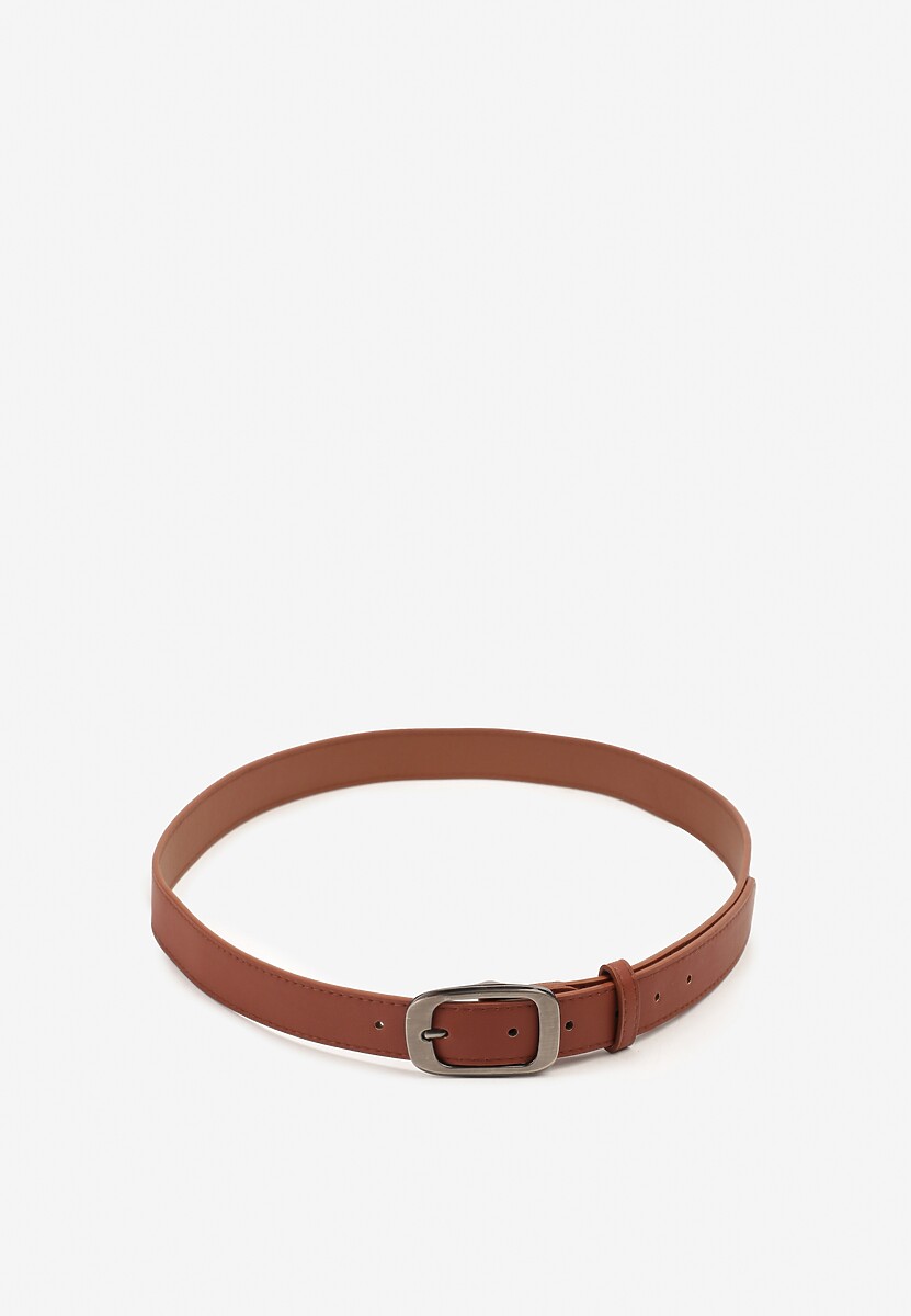 Brązowy Klasyczny Pasek z Klamrą o Geometrycznym Kształcie Revadelle