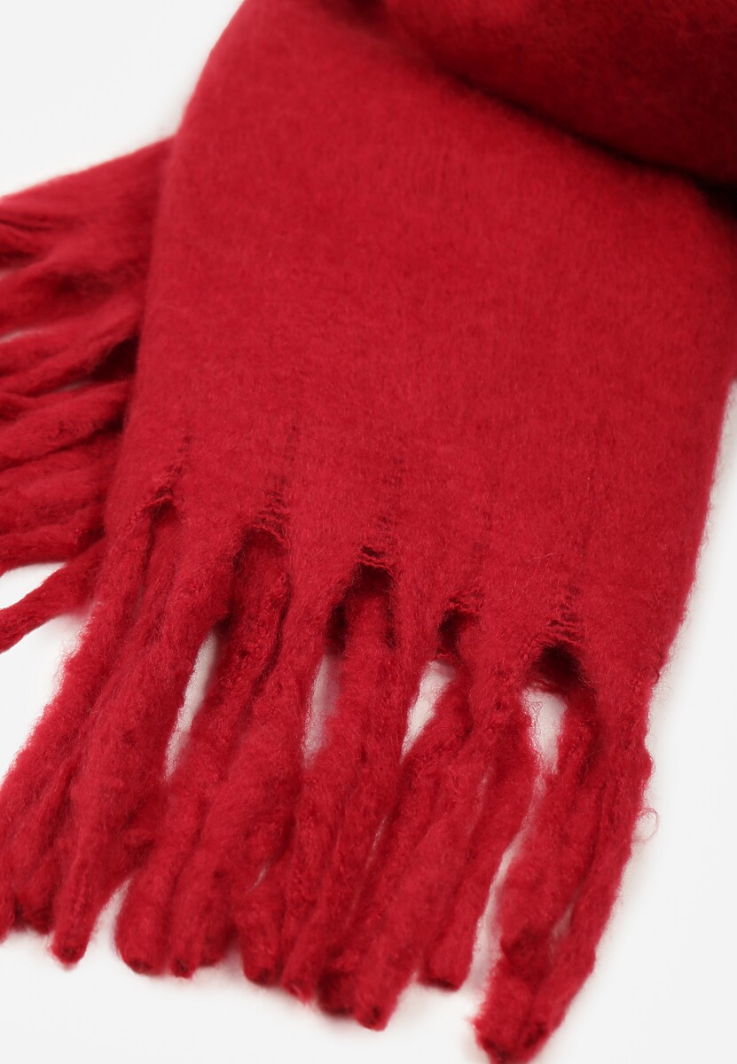 Bordowy Szalik Ozdobiony Frędzlami Owedela