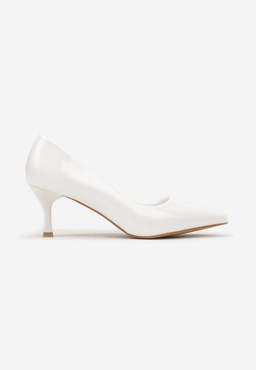 Białe Lakierowane Czółenka na Szpilce ze Szpiczastym Noskiem Ringessa
