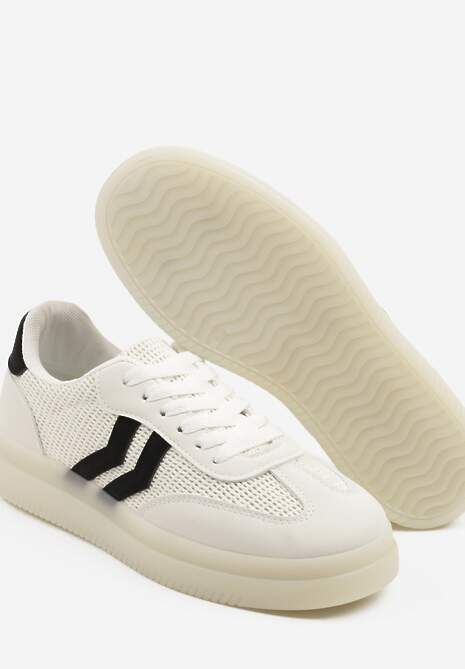 Białe Sneakersy Tenisówki Ozdobione Paskami Falovinia