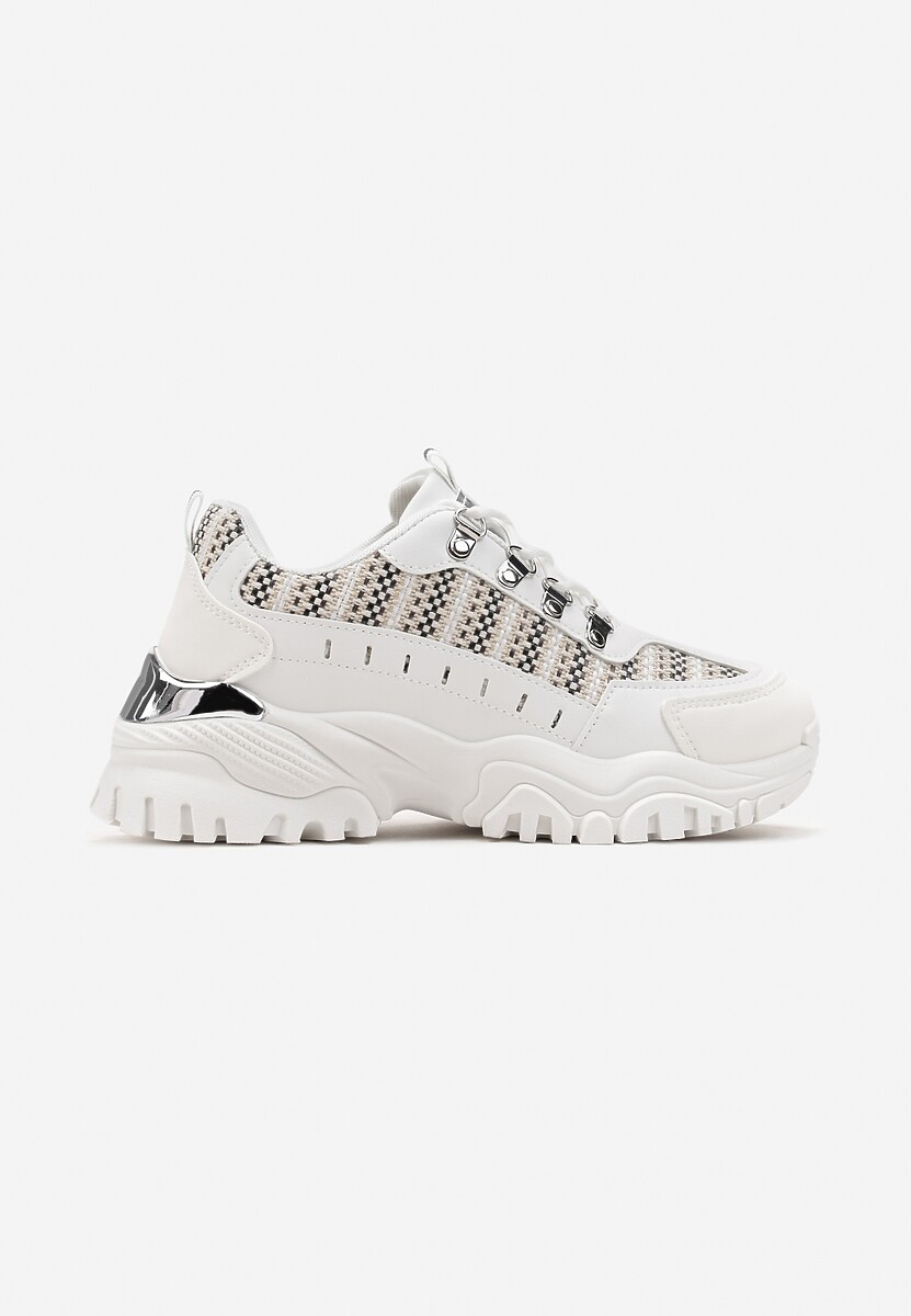 Białe Sneakersy przed Kostkę na Platformie Sparkani