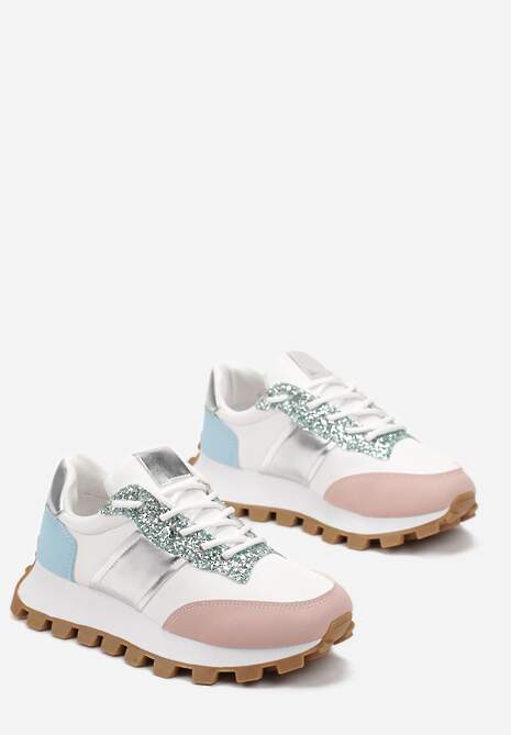 Różowe Sneakersy na Grubej Podeszwie z Protektorem Pikiria