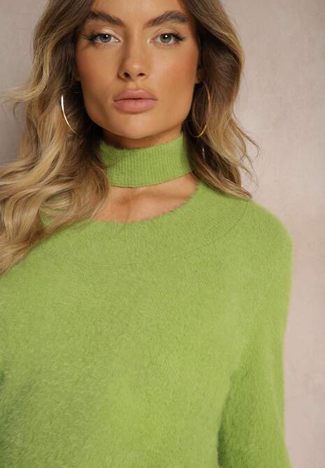 Zielony Golf z Chokerem i Wycięciem Temina