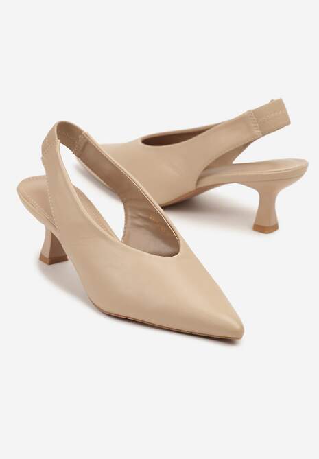 Ciemnobeżowe Czółenka Sandały Vices na Kaczuszce Typu Slingback Liluriela
