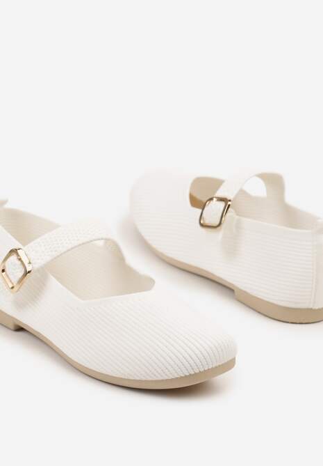 Białe Balerinki Ozdobione Paskiem Avanellia