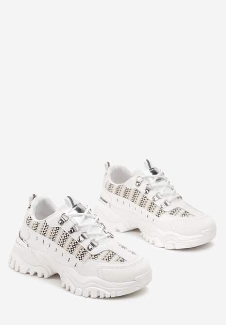 Białe Sneakersy przed Kostkę na Platformie Sparkani