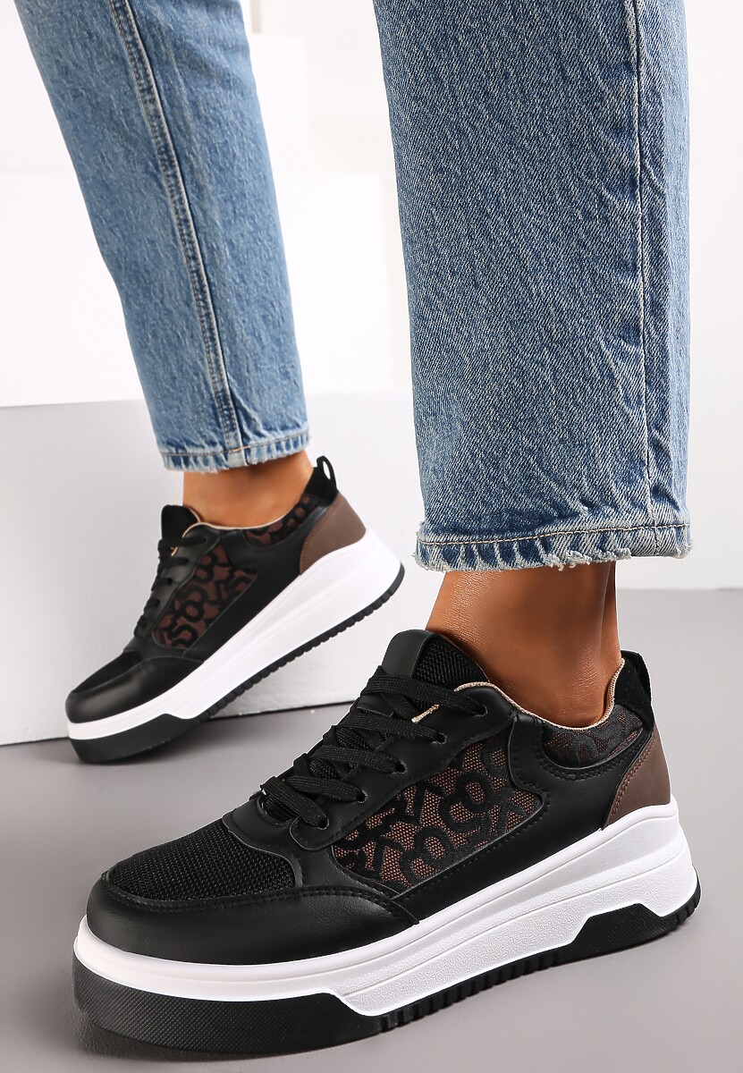 Beżowe Sneakersy Zdobione Wstawką Lerijane