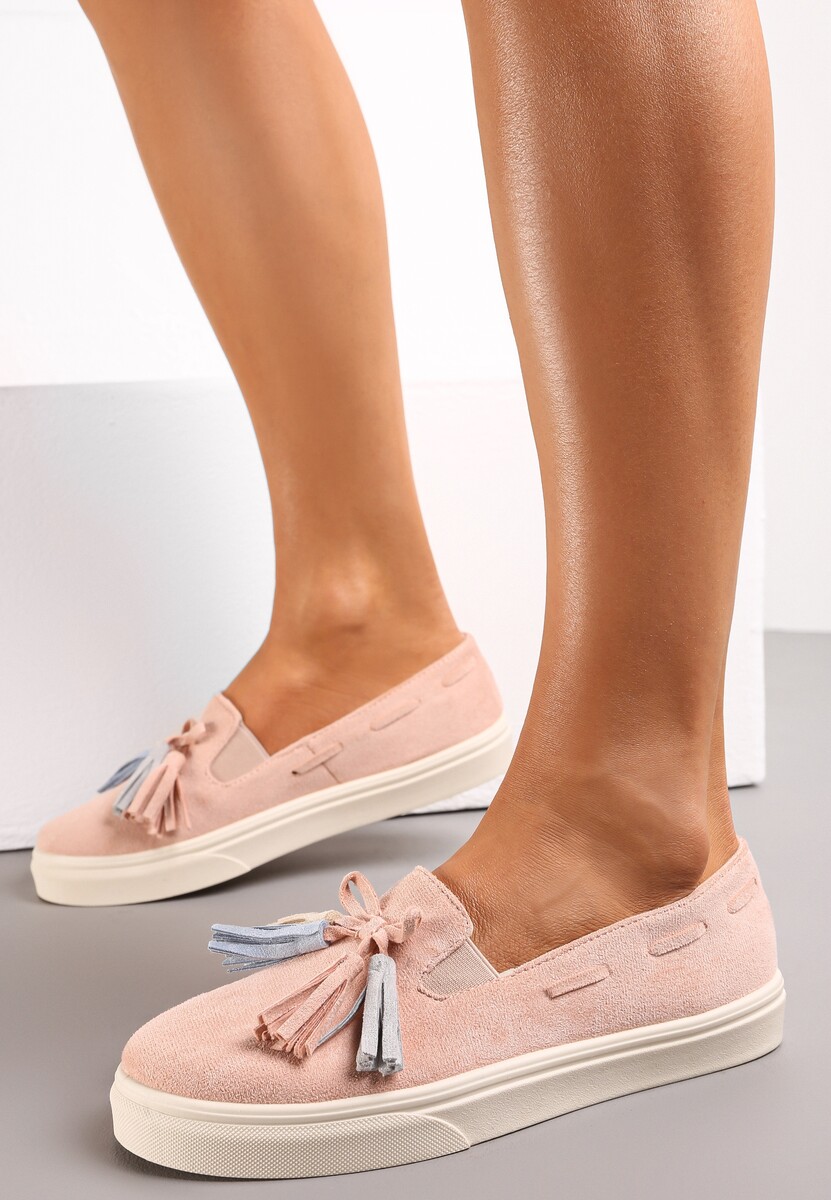 Jasnoniebieskie Półbuty z Chwostami na Grubej Podeszwie Melana