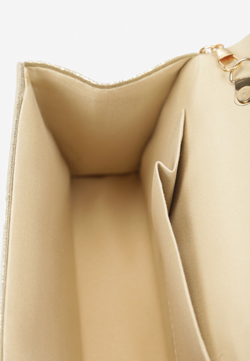 Srebrno-Złota Mała Torebka w Cyrkonie z Rączką i Łańcuszkiem Twistelle