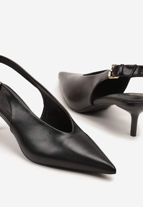 Czarne Czółenka Typu Slingback na Szpilce Latinea